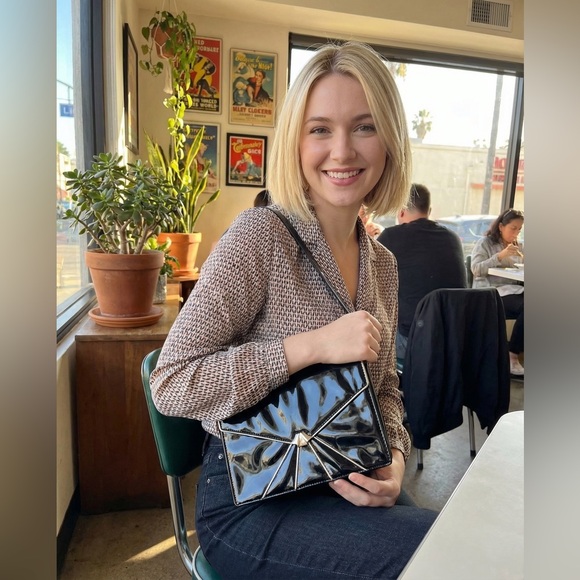 Bally Handbags - Bally Black Patent Leather Envelope 2-Way Shoulder & Clutch • Art Deco •Vintage